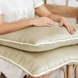 Organic King Bed Pillow Handmade Wool-Filled Cotton Sateen - Us Duty Paid - thumbnail 4
