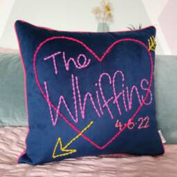 Couple Love Heart Velvet Cushion - thumbnail 2