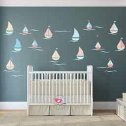 Sailing Boat Nursery Wall Decals Fabric Art Stickers