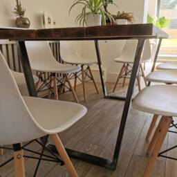 Rustic Industrial Dining Table - Raw Steel & Wood Farmhouse Handmade UK Furniture Loft & Modern Decor - thumbnail 3