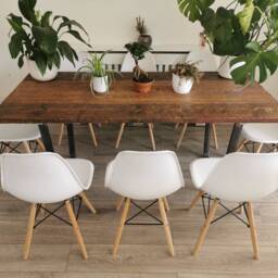 Rustic Industrial Dining Table - Raw Steel & Wood Farmhouse Handmade UK Furniture Loft & Modern Decor - thumbnail 2