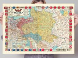 Old Pictorial Map Of Poland - 1922 J??zef Michal Bazewicz Vintage Print Polish Gift Art Wall - thumbnail 1
