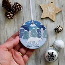Polar Bear Christmas Ornament, Personalised Ceramic Tree Decorations, Polar Bear Gifts , Stocking Stuffer - thumbnail 4