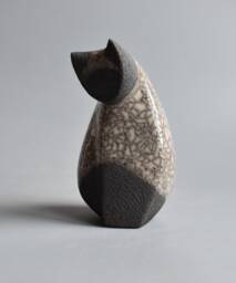 Ceramic Sculpture Of A Cat, White Christmas Present, Original Gift, Collection Cats, Cat Figurine, Art & Collection, Raku Ceramics - thumbnail 1