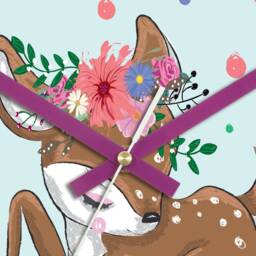 Personalised Clock With Name, Cute Deer, Kids Clock, Gift, Nature Nursery - thumbnail 2