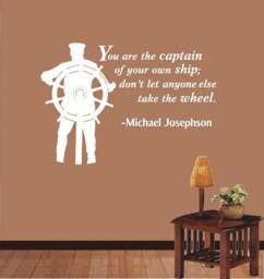 In-Style Decals Wall Vinyl Decal Home Decor Art Sticker You Are Captain Of Your Own Ship Quote Wheel Removable Mural Unique Design 277 - thumbnail 3