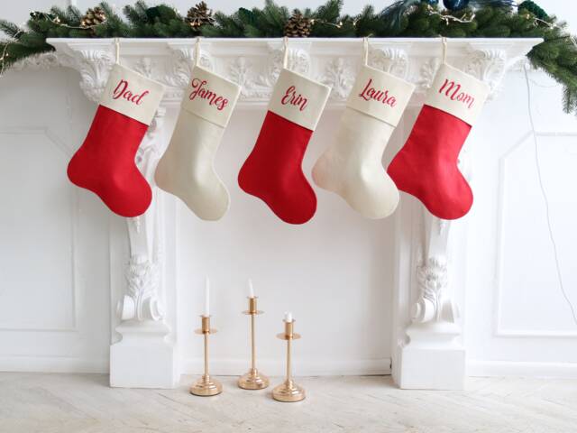 Family Christmas Stockings, Linen Stocking, Minimalist Christmas Stocking Personalized, Custom Name Stocking - image 1
