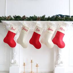 Family Christmas Stockings, Linen Stocking, Minimalist Christmas Stocking Personalized, Custom Name Stocking - thumbnail 3