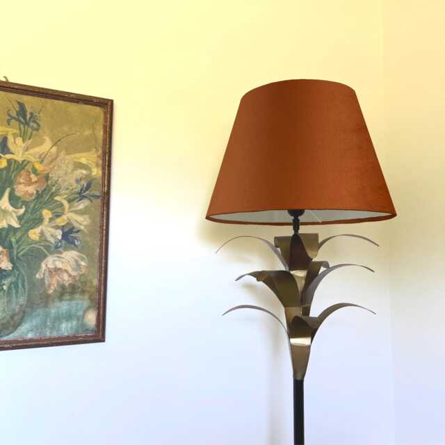 Burnt Orange Velvet Empire Lampshade, Coolie Ceiling Light Shade - image 1
