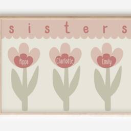Personalised Sisters Prints. Flower Name Print For Girls Bedroom, Nursery Or Playroom - Print Only - thumbnail 2