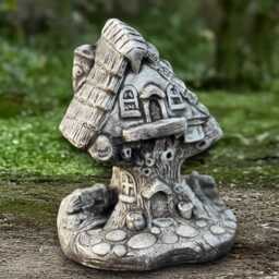 Concrete House Figurine Outdoor Home Decoration Cement Mushroom Cottage Ornament Stone Fairy Sculpture Fairy Lover Gift Yard Art