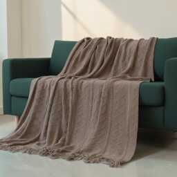 Scandinavian Boho Tassel Blanket Woven Sofa Throw, Cozy Bed Accent - thumbnail 3
