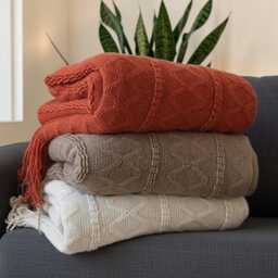 Scandinavian Boho Tassel Blanket Woven Sofa Throw, Cozy Bed Accent - thumbnail 4