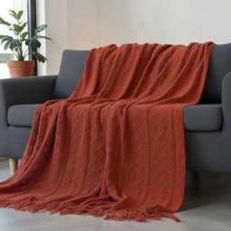 Scandinavian Boho Tassel Blanket Woven Sofa Throw, Cozy Bed Accent - thumbnail 2