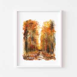 Autumn Print, Vibes Watercolour Scenery Unframed Wall Art Poster - thumbnail 1