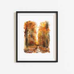 Autumn Print, Vibes Watercolour Scenery Unframed Wall Art Poster - thumbnail 2