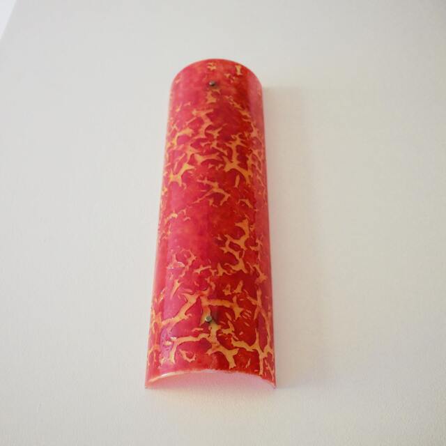 Fused Glass Wall Decoration. Red Crackle Glass, Semi-Circle Design - image 1