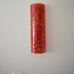 Fused Glass Wall Decoration. Red Crackle Glass, Semi-Circle Design - thumbnail 3