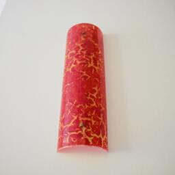 Fused Glass Wall Decoration. Red Crackle Glass, Semi-Circle Design - thumbnail 1