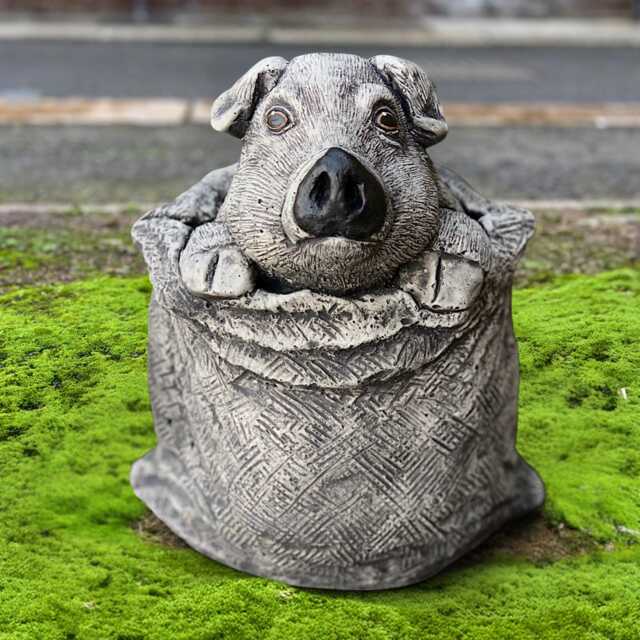 Pig in Sack Statue Funny Pig Sculpture Stone Bag Decor Garden Ornament Farm Animal Figurine Lover Gift Yard Art Handmade - image 1
