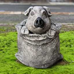 Pig in Sack Statue Funny Pig Sculpture Stone Bag Decor Garden Ornament Farm Animal Figurine Lover Gift Yard Art Handmade - thumbnail 1