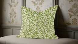 William Morris Bough Sage Cushion, Handmade Pillow, Decorative Scatter Arts & Crafts Sofa Cushion - thumbnail 1