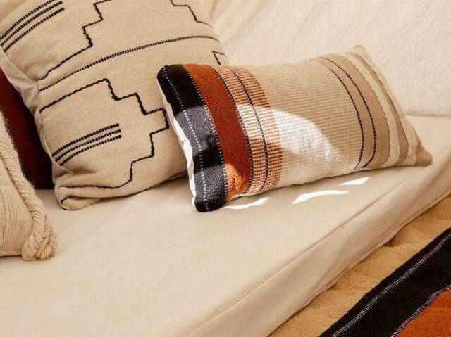 Oasis Wool Kilim Woven Throw Pillow Cover  Decorative Pillowcases Boho Gift Southwestern Sofa Lumbar 20x20 12x24 Off White Beige Brown - image 1
