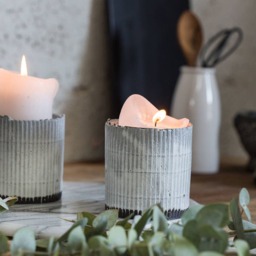 Handmade Ceramic Candle Holder Rustic Bamboo Pattern Pottery - thumbnail 3