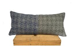Chinese Miao, Wedding Blanket Pillow, Vintage Gray/Blue, Authentic - thumbnail 1