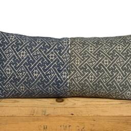 Chinese Miao, Wedding Blanket Pillow, Vintage Gray/Blue, Authentic - thumbnail 2