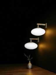 1950's Pair Of Modern Italian Sconce Opalin Brass Glass Wall Lamp Lighting Farmhouse Fixture - thumbnail 1