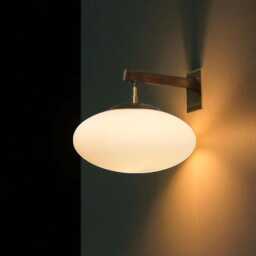 1950's Pair Of Modern Italian Sconce Opalin Brass Glass Wall Lamp Lighting Farmhouse Fixture - thumbnail 4