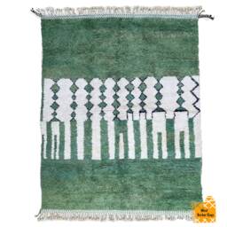Beni Ourain Rug - Green Berber Wool Carpet, Handmade Moroccan - thumbnail 2