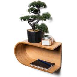 Floating Wall Display Shelf, Modern Bedroom Shelves, Bracketless Small Wooden Shelving, Geometric Hanging Ledge, Invisible Bracket Unit - thumbnail 1