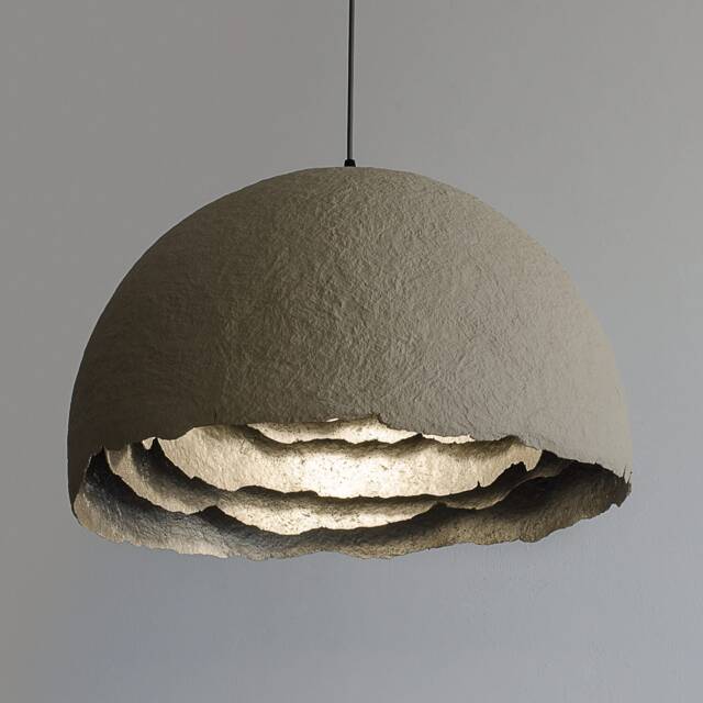 Papier Mache Pendant Lamp Peony, Modern Floral Light, Unique Recycled Shade - image 1