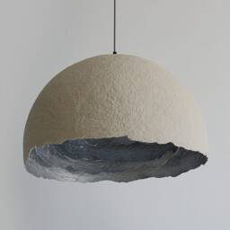 Papier Mache Pendant Lamp Peony, Modern Floral Light, Unique Recycled Shade - thumbnail 2