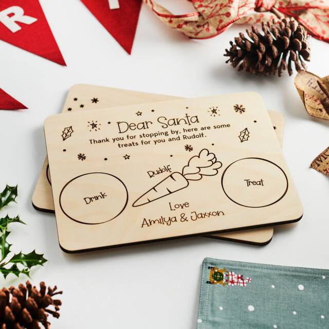 Personalized Christmas Eve Board Birch Santa Plate - image 1
