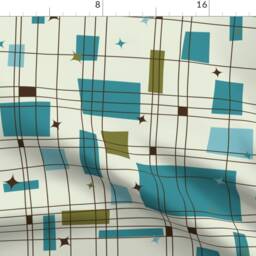 Teal Mid-Century Curtain Panel - Mod Retro Jazz Vintage 1950S Geometric Aqua Custom Take 5 By Studiofibonacci - thumbnail 4