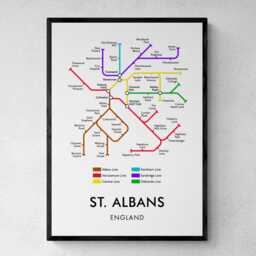 St. Albans Tube Map Print, Underground Street Wall Art Gifts - thumbnail 1