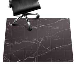 Marble Tiles Office Chair Floor Protector, Black Desk Mat, Texture Vinyl Gaming Mat - thumbnail 3