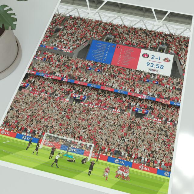 Charlton Athletic Play-Off Final 2019 Illustrated Art Print - Patrick Bauer Goal Poster Gift - image 1