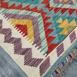 Classic Rug, Handmade Artisan Afghan Turkish Scandinavian Navajo Bohemian Wool Flatweave Multicolour Kilim Rug 144x98 cm - thumbnail 2