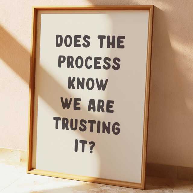 Does The Process Know We Are Trusting It, Unframed Card Art Print, Funny Wall Sarcastic Office Art, Cream & Black - image 1