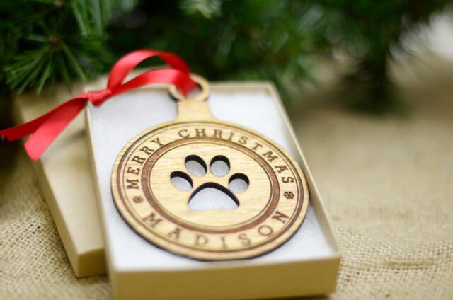 Cat Ornament Personalized Paw Gift For Lovers Stocking Stuffer Custom First Christmas Crazy Lady Wood - image 1