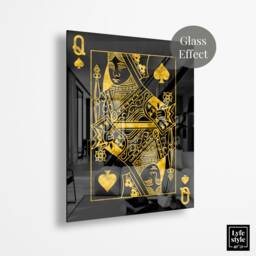 Queen Of Spades Acrylic Art Black & Gold Card Wall Decor - thumbnail 2