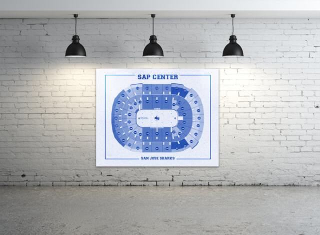 Vintage San Jose Sharks Sap Center Line Drawing Art Print - image 1