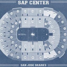 Vintage San Jose Sharks Sap Center Line Drawing Art Print - thumbnail 2