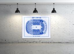 Vintage San Jose Sharks Sap Center Line Drawing Art Print - thumbnail 1