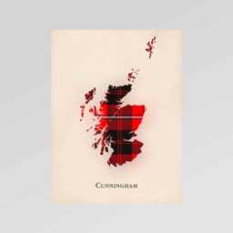 Clan Cunningham Scottish Tartan Map - Of Scotland Family Wall Decor, Ready To Hang - thumbnail 2