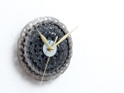 Handmade Clock For Wall Made Out Of Bike Gears & Sprockets, Steampunk Art Decor, Bicycle Cycling Husband Or Boyfriend - thumbnail 1